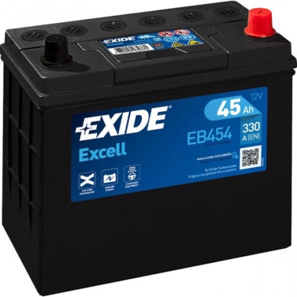 Фото - Автомобільний акумулятор Exide Excell 12В 45А 330А R+ (EB454)